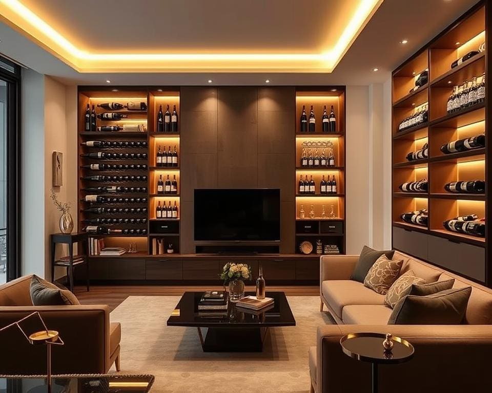 Geïntegreerde wijnrekken voor elke woonkamer