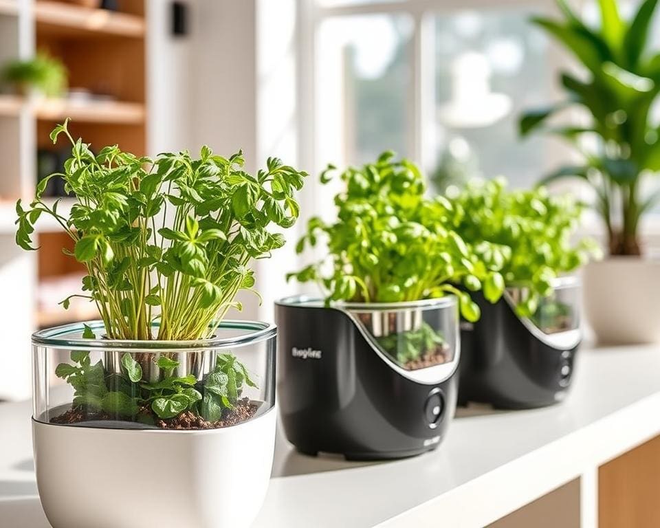 Handige kruidenpotten met automatische bewatering