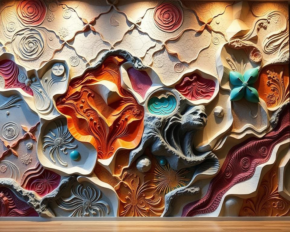 Kunstige wandpanelen met driedimensionale effecten