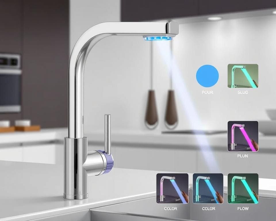 Moderne kranen met LED-verlichting