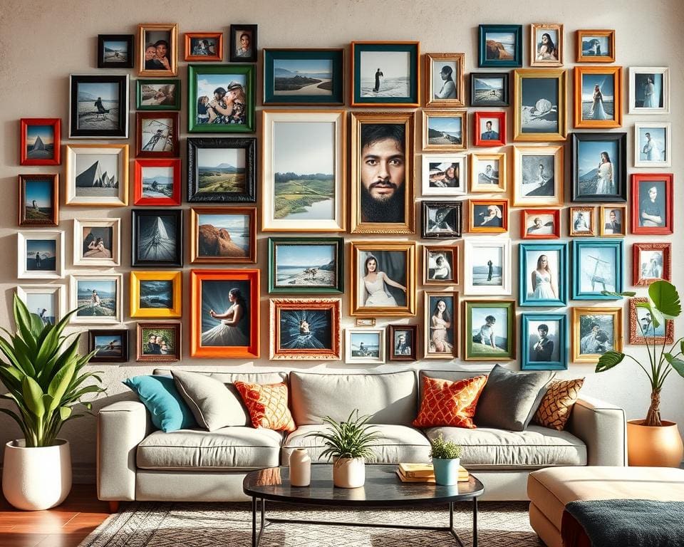 Originele fotowanden met creatieve lijsten