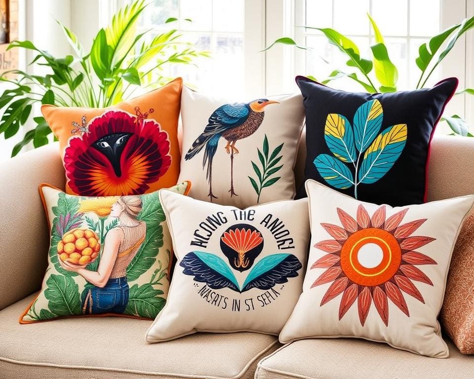 Originele kussens met prints van lokale kunstenaars