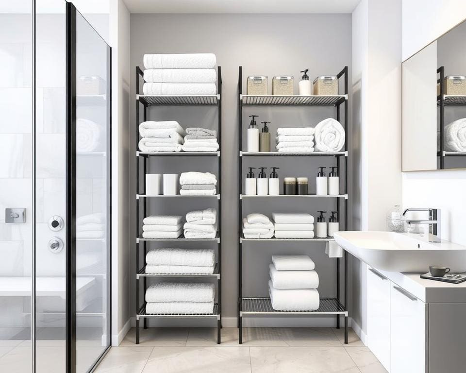 Praktische opbergrekken voor een strakke badkamer