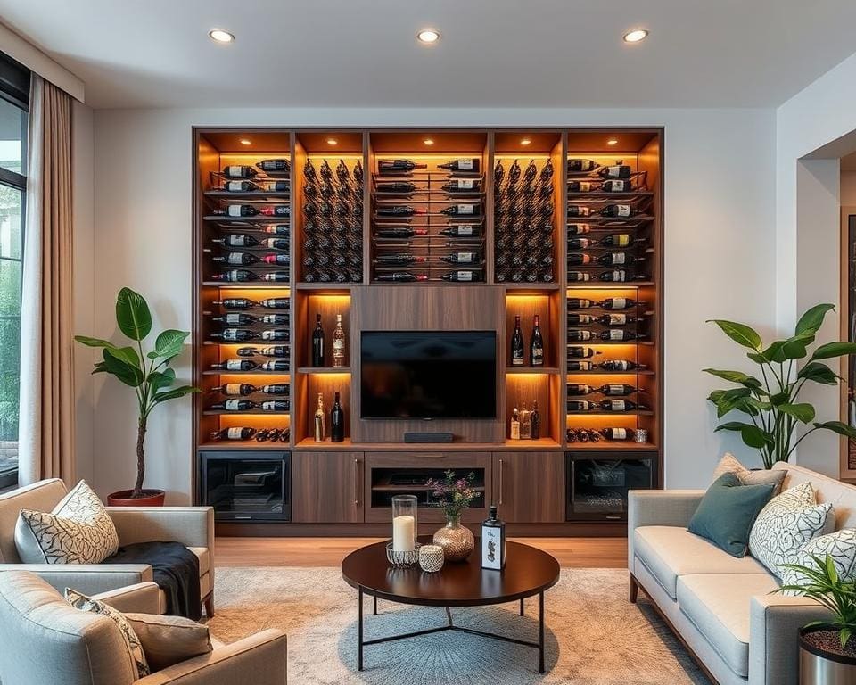 geïntegreerde wijnrekken voor elke woonkamer