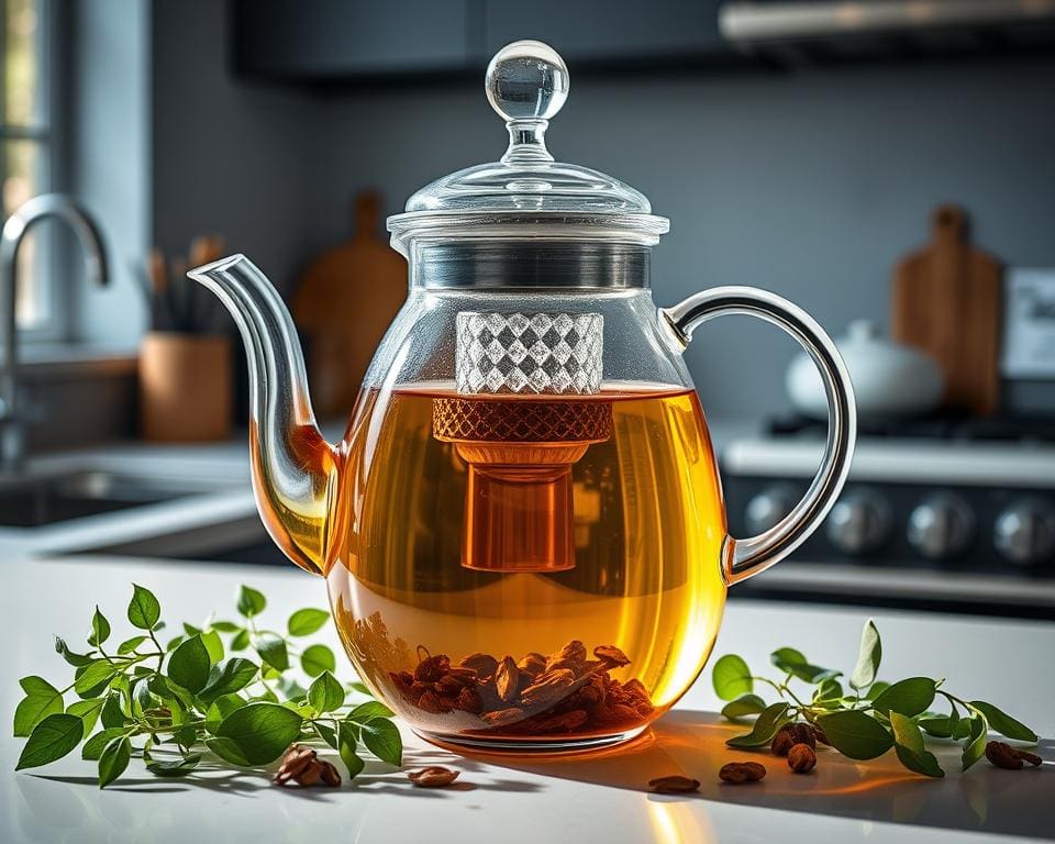 trend glazen theepot