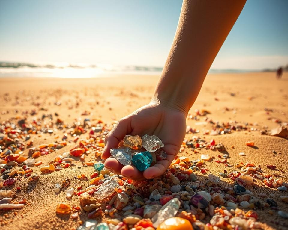 Edelstenen vinden op het strand
