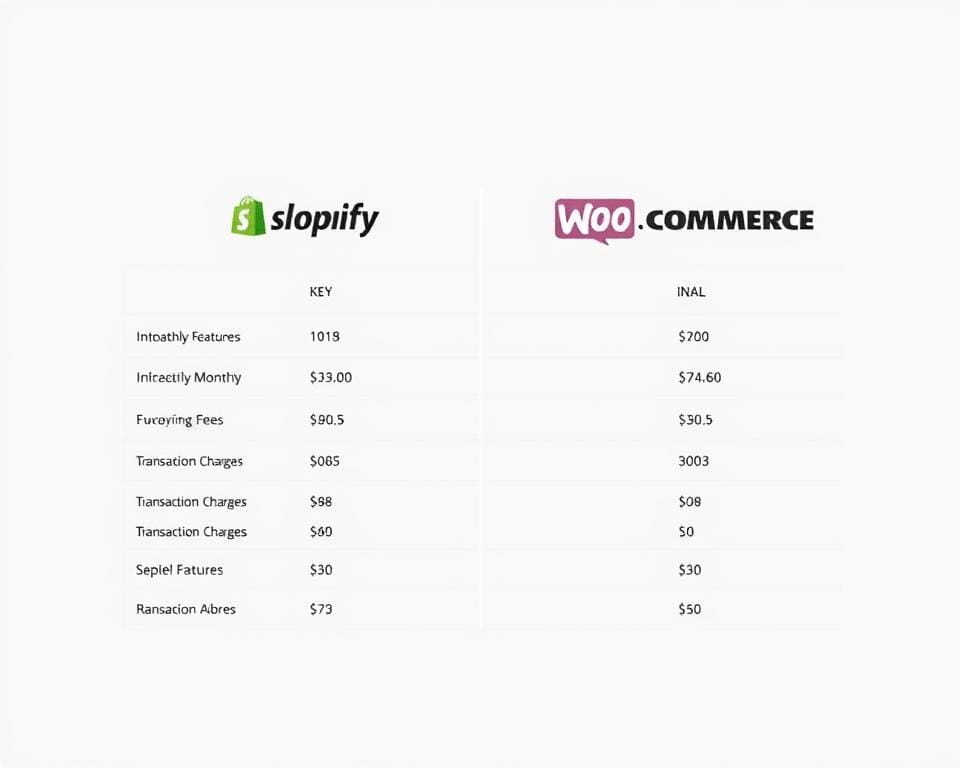 Shopify kosten en WooCommerce prijsvergelijking