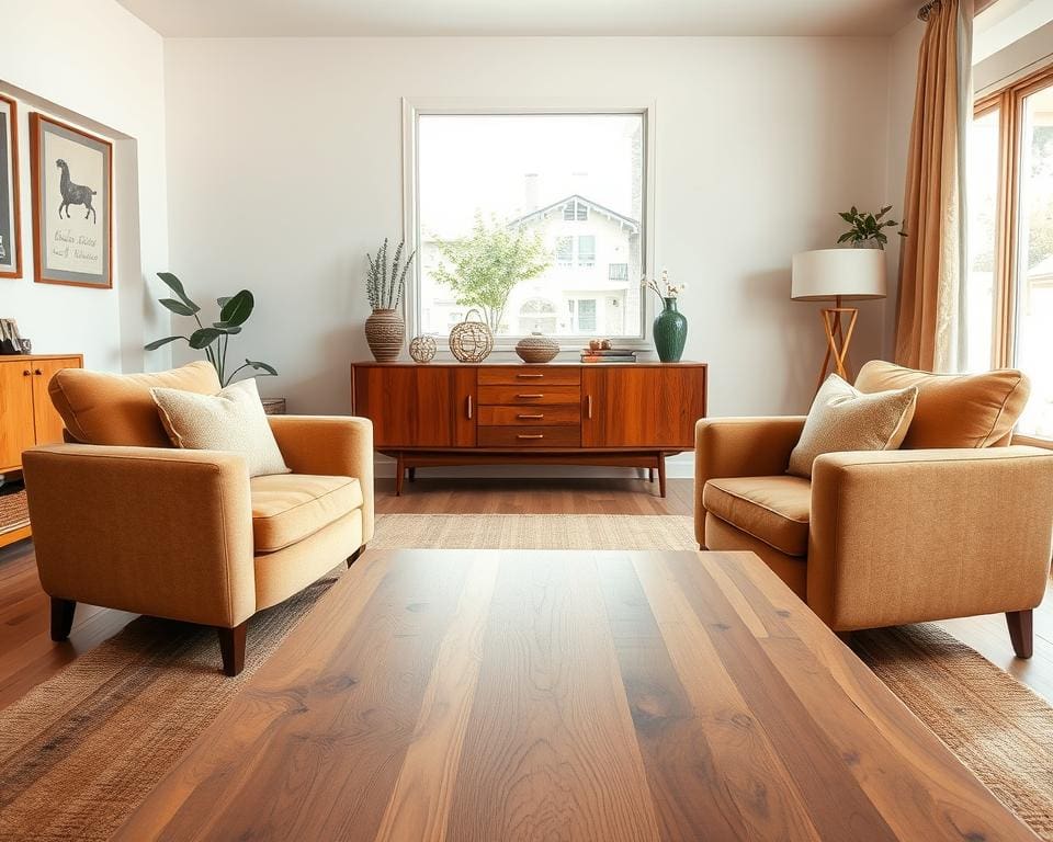 Houtsoorten combineren in de woonkamer