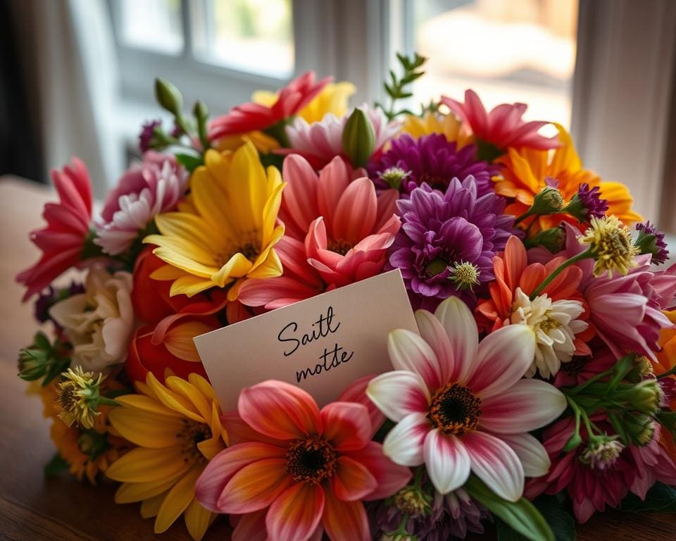 bloemen met kaartje