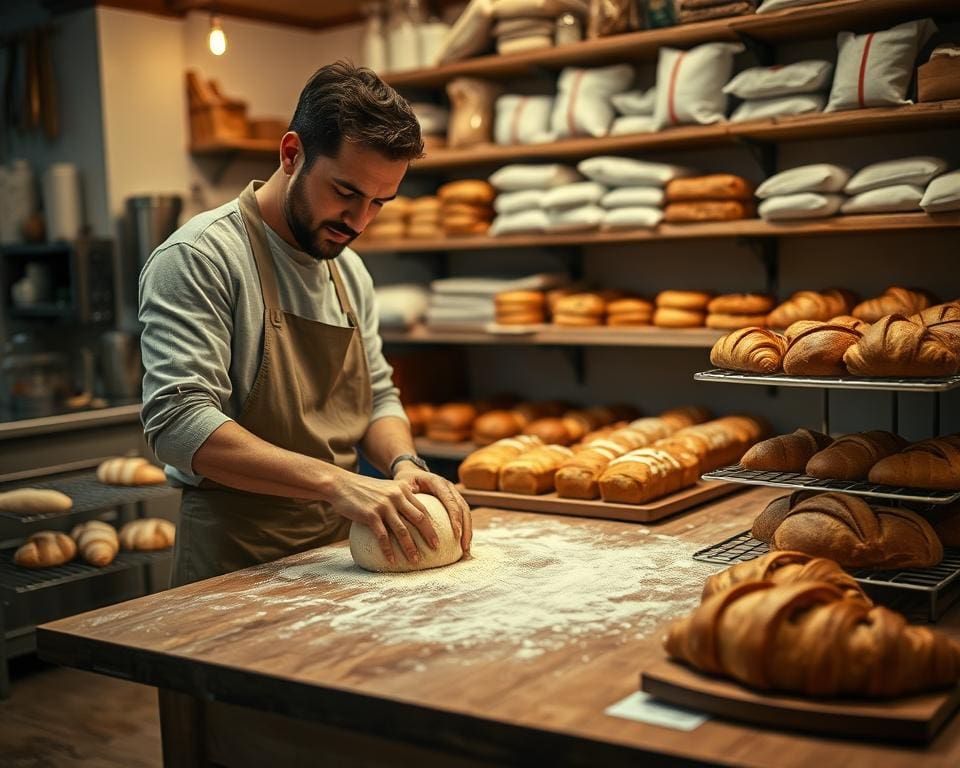 Wat doet een bakker in een ambachtelijke bakkerij?